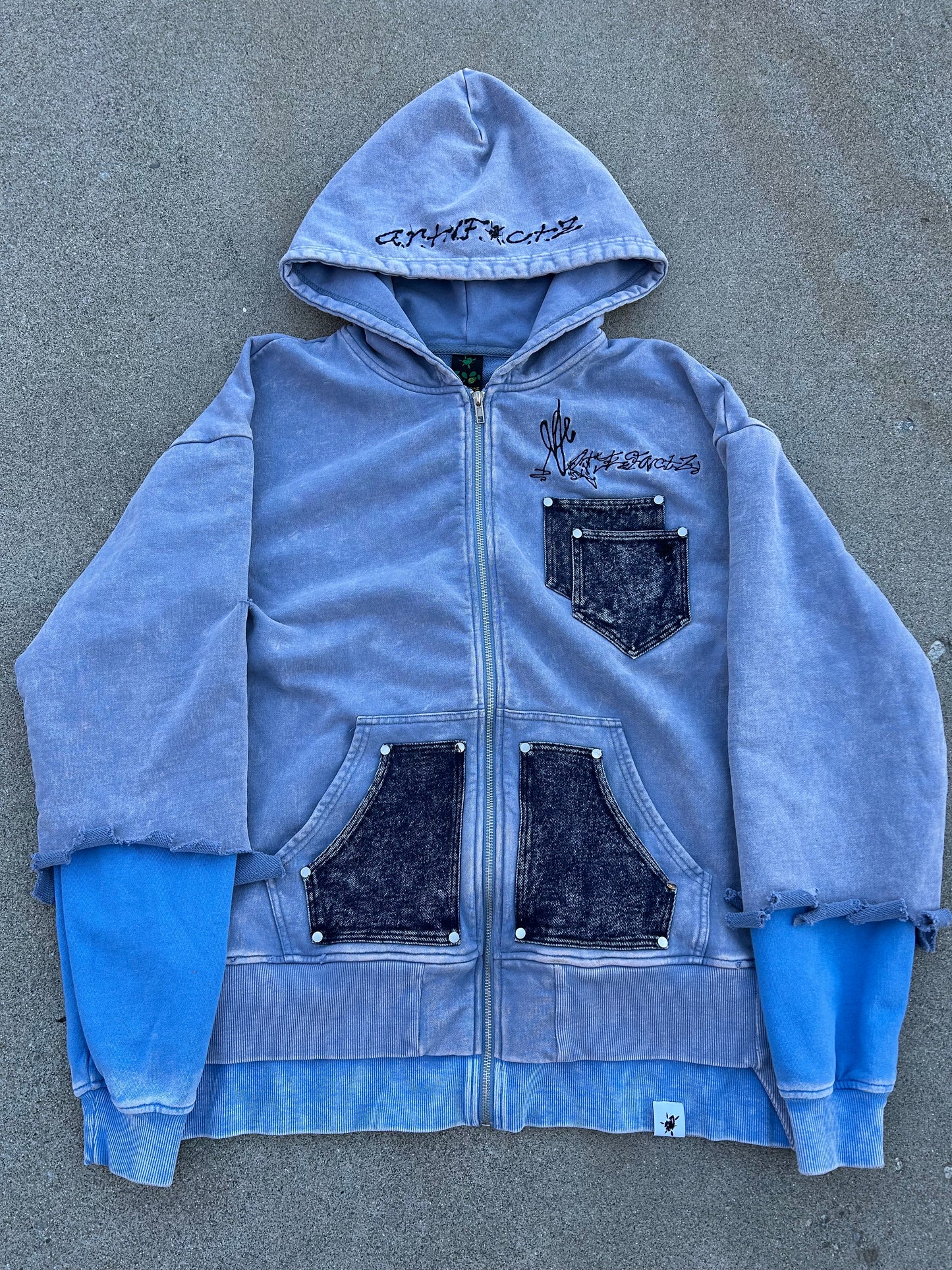 Double Layer Washed Zip Up