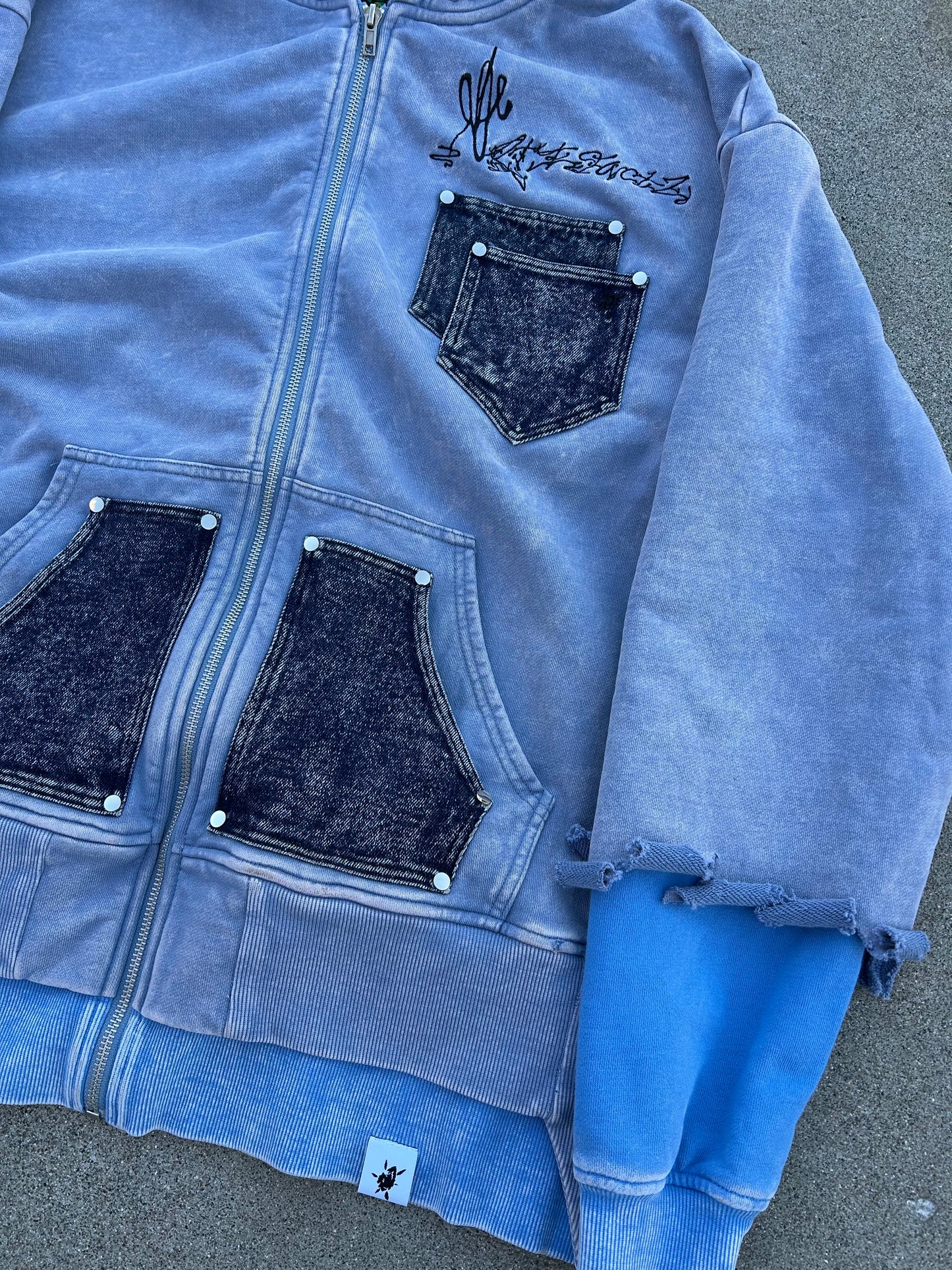 Double Layer Washed Zip Up