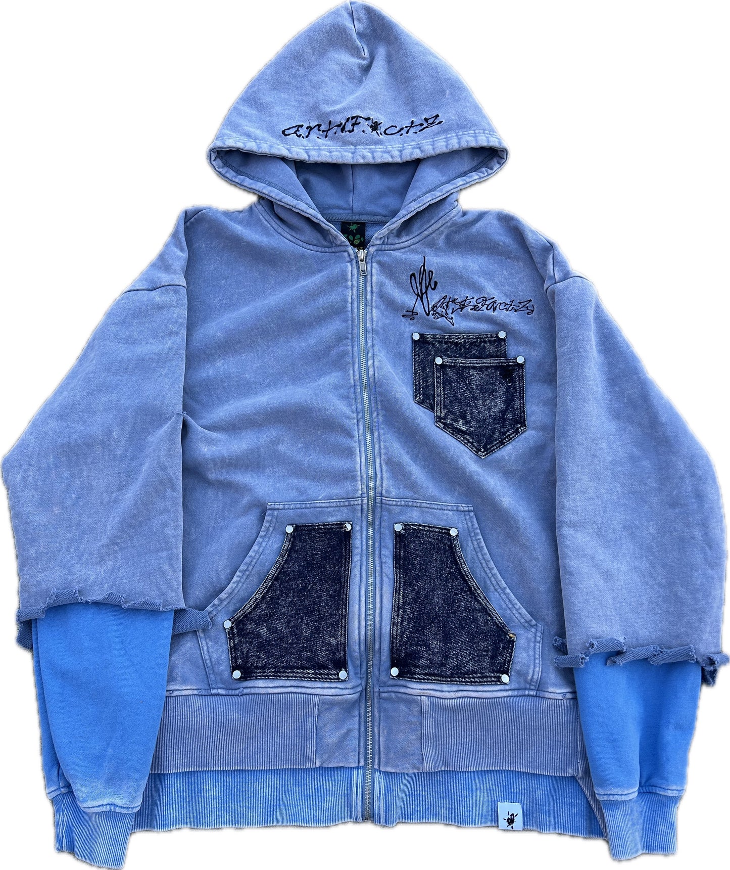 Double Layer Washed Zip Up
